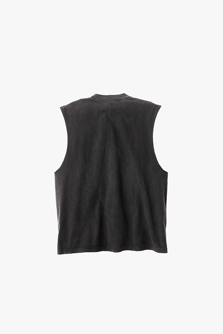 HOFTEN CUT OFF TEE VINTAGE BLACK
